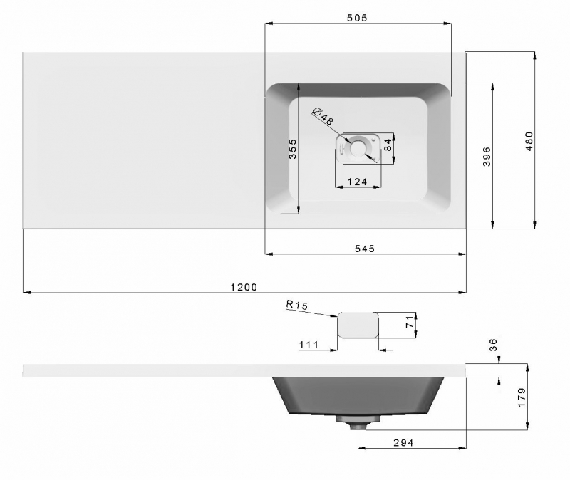 Раковина RAVAL Kamilla 120L