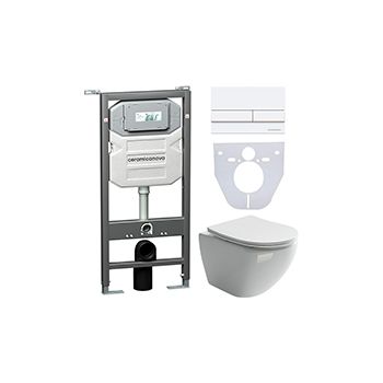 Комплект CERAMICANOVA Envision + Metropol с сиденьем с микролифтом, кнопка Flat белая