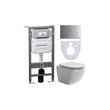 Комплект CERAMICANOVA Envision + Forma с сиденьем с микролифтом, кнопка Round хром матовый