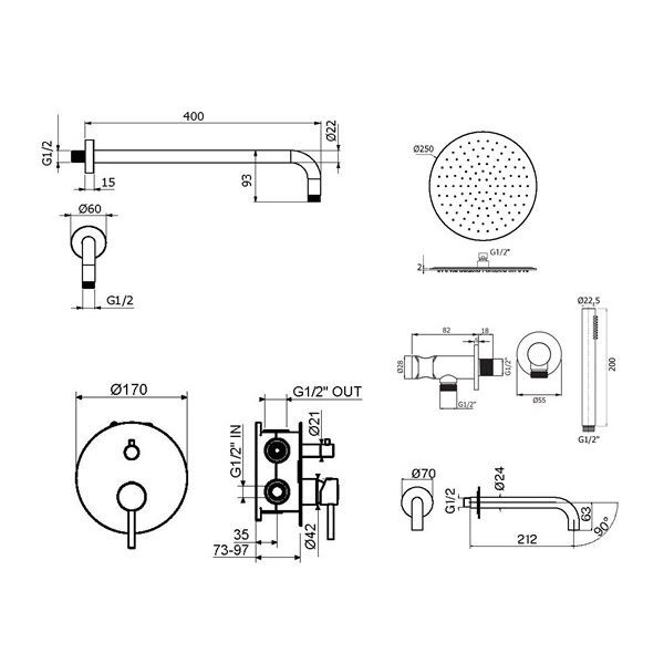 Душевой комплект PLUMBERIA Ixo KITXO19CR60