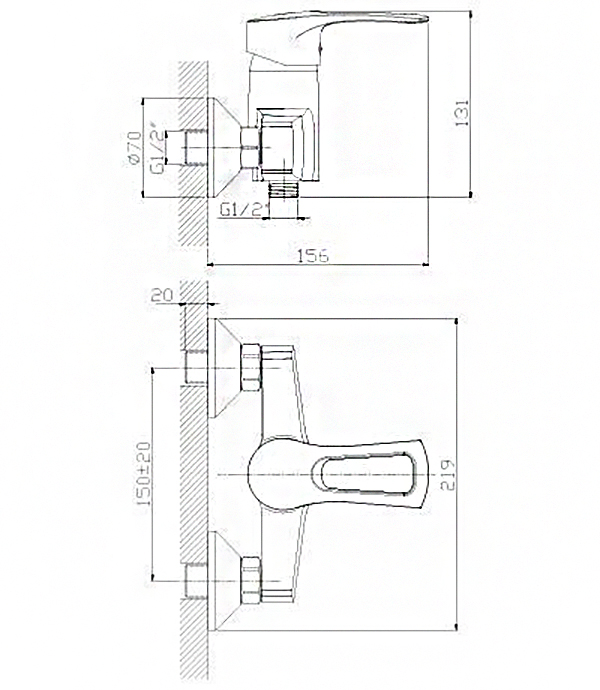 Смеситель для душа ROSSINKA T T40-41