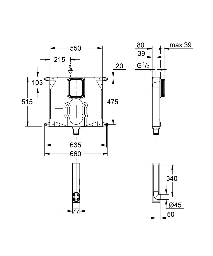 Бачок GROHE Flushing cistern solo 38863000