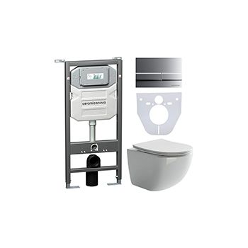 Комплект CERAMICANOVA Envision + Forma с сиденьем с микролифтом, кнопка Flat хром матовый