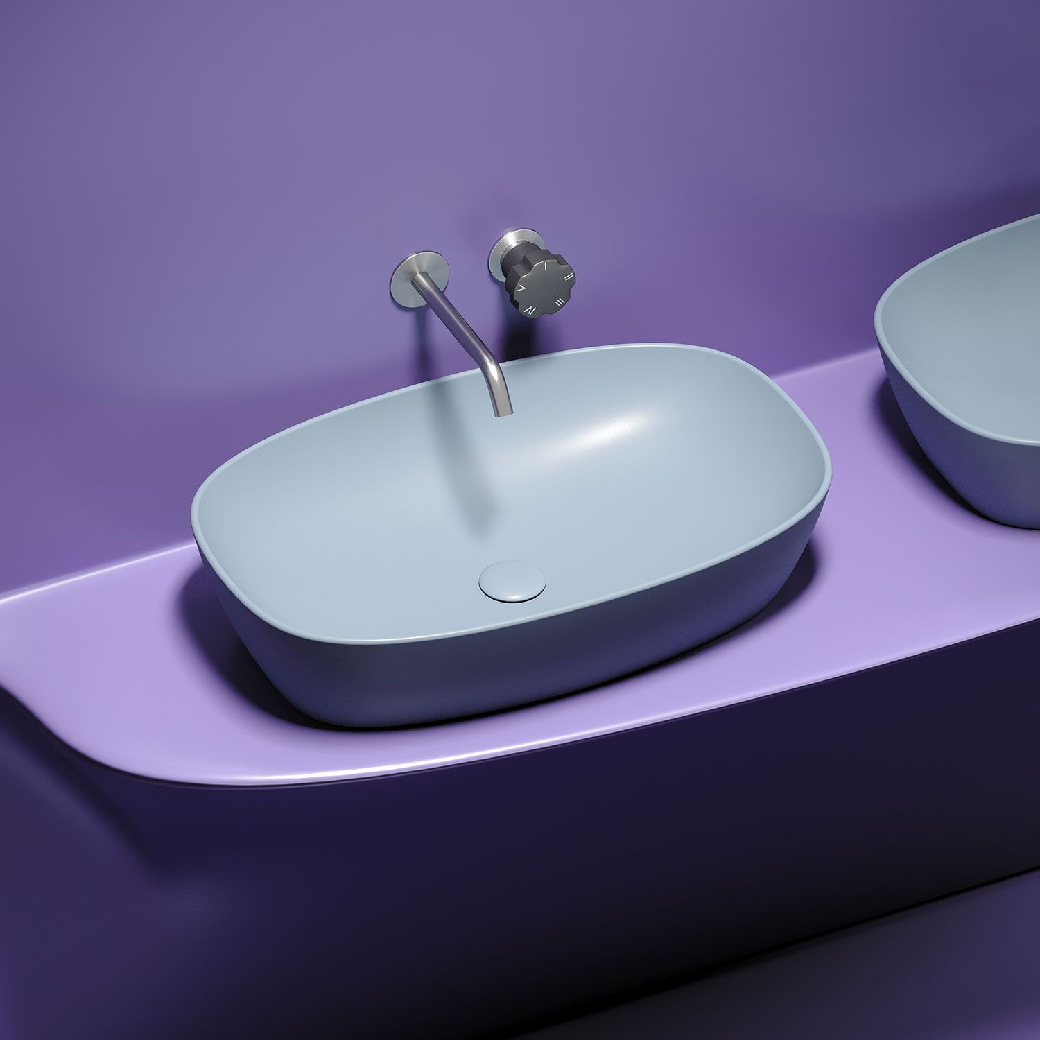 Раковина CERAMICANOVA Element CN6049MHL 60 серо-голубой матовый
