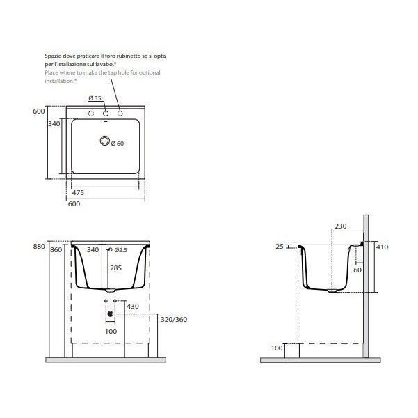 Раковина KERASAN Aquadom 029401*1 60