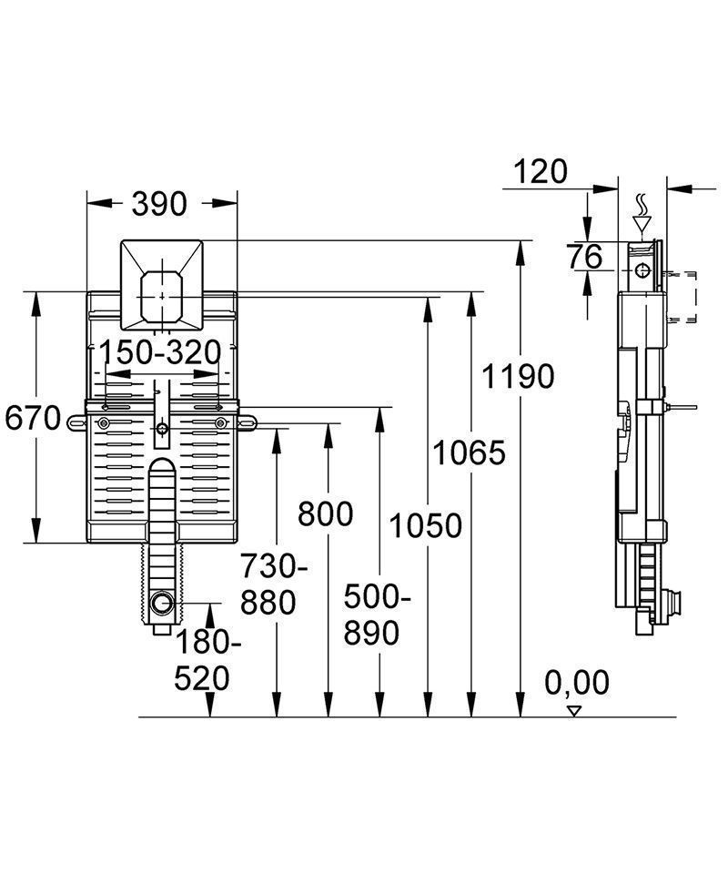 Инсталляция для писсуаров GROHE Uniset 38785000