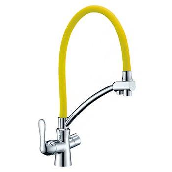 Смеситель для кухни LEMARK Comfort с поворотным изливом LM3070C-Yellow хром/желтый