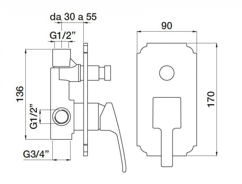 Встраиваемый смеситель CEZARES Olimp OLIMP-VDIM-02-L