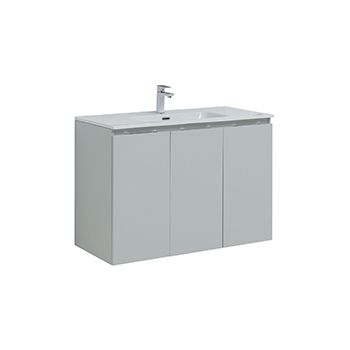 Тумба с раковиной AQUANET Алвита New 90 3 дверцы, серый матовый