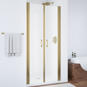 Дверь в нишу VEGAS GLASS Е2Р Novo 80x190 профиль золото матовое, стекло сатин