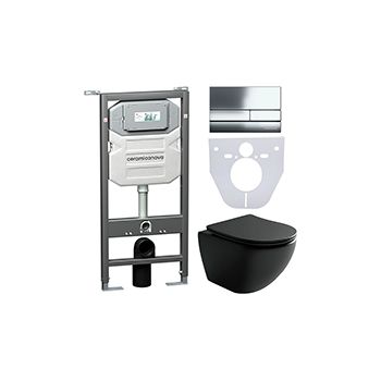 Комплект CERAMICANOVA Envision + Metropol MB с сиденьем с микролифтом, кнопка Flat хром