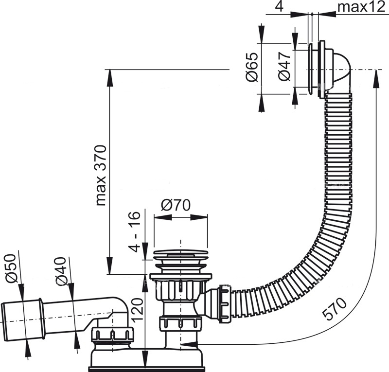 Слив-перелив ALCAPLAST A505CRM-80