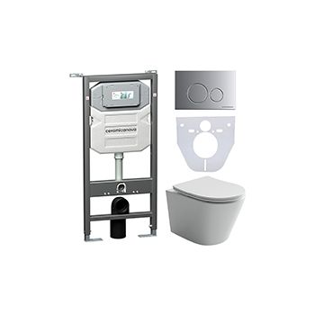 Комплект CERAMICANOVA Envision + Balearica с сиденьем с микролифтом, кнопка Round хром матовый
