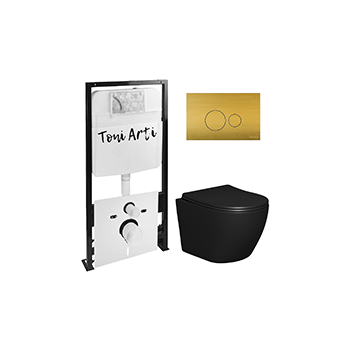 Комплект TONI ARTI TA-01 + Russi с сиденьем с микролифтом, черный матовый, с клавишей Baglio TA-0086