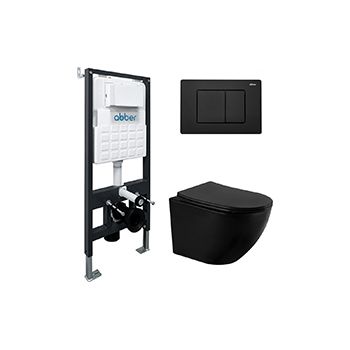 Комплект ABBER Bequem AC0105 + AC1100MB с сиденьем с микролифтом, кнопка AC0120MB, черная матовая