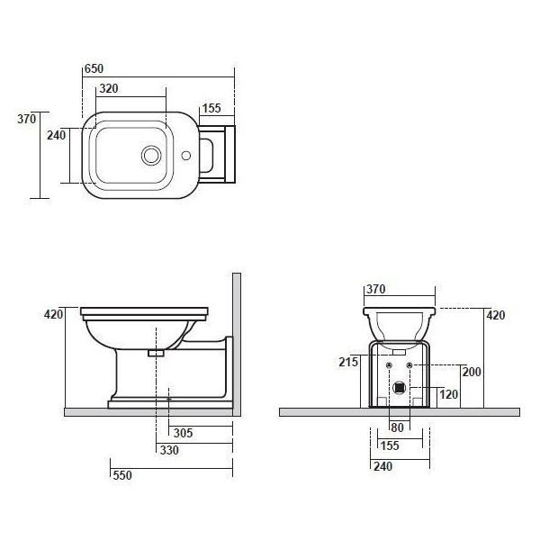 Биде напольное KERASAN Waldorf 4120K1bi/cr*1