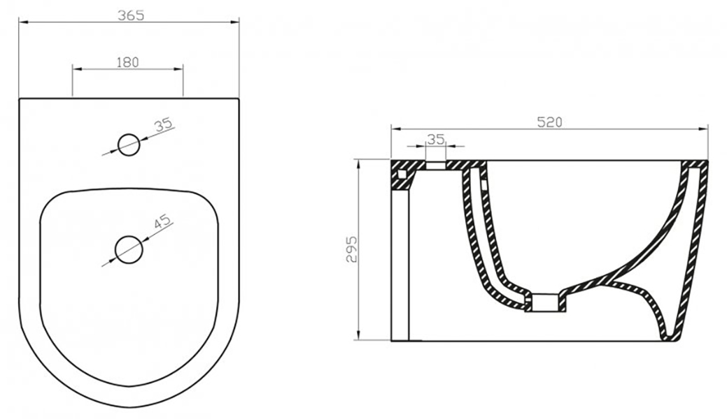 Биде подвесное BELBAGNO Marino BB105BH
