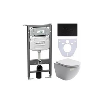 Комплект CERAMICANOVA Envision + Metropol с сиденьем с микролифтом, кнопка Round черный матовый
