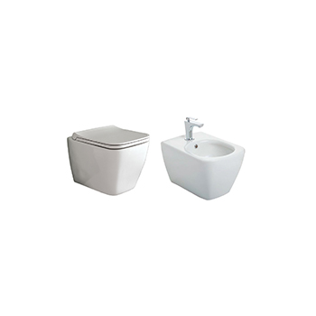 Биде подвесное BERGES Quad 82007 + Унитаз подвесной BERGES Quad Rimless, тонкое сиденье микролифт