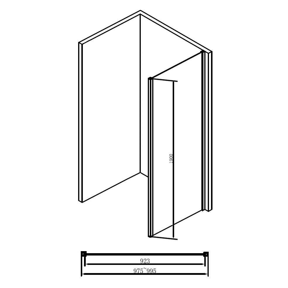 Неподвижная стенка ABBER Schwarzer Diamant S100B 100x195