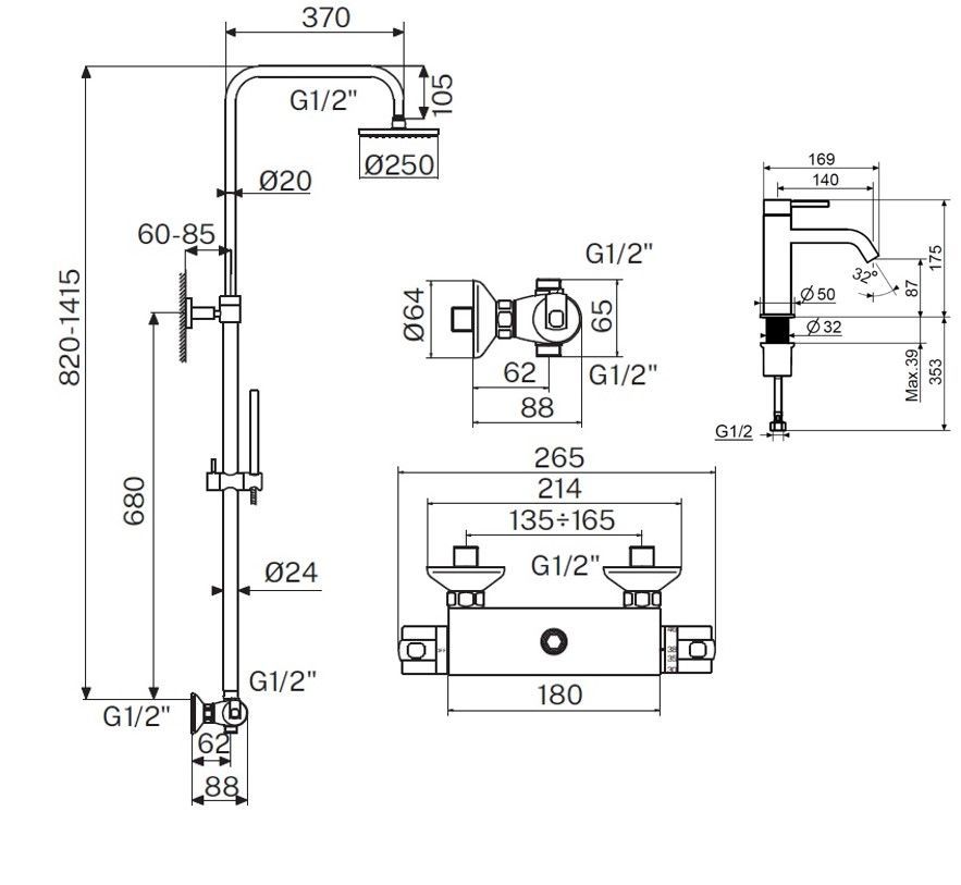 Душевой комплект PLUMBERIA Ixo KITXO6302CR53