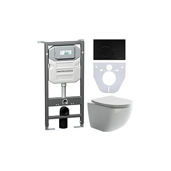 Комплект CERAMICANOVA Envision + Forma с сиденьем с микролифтом, кнопка Round черный матовый