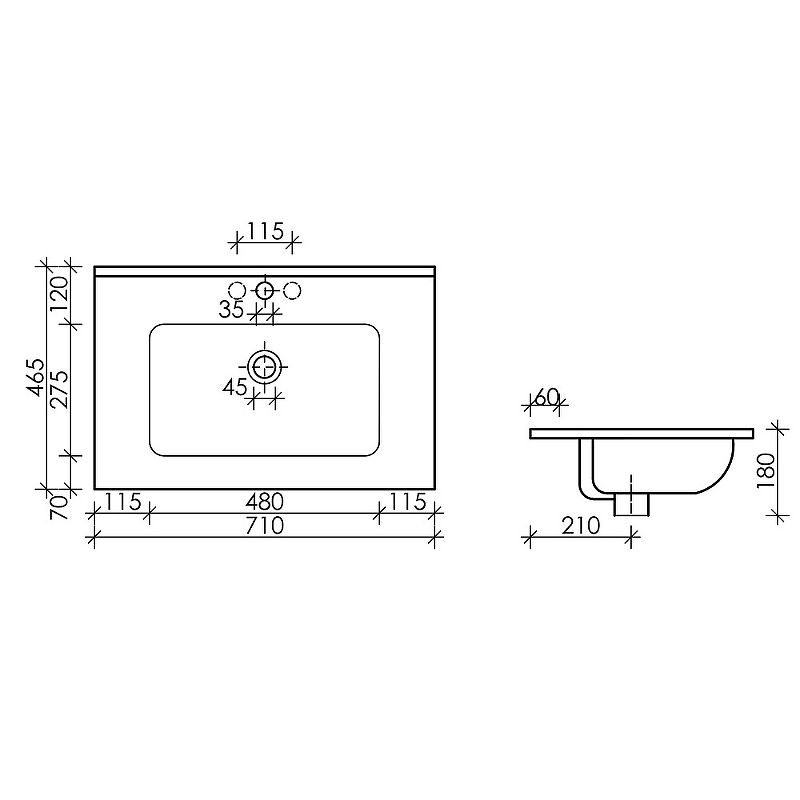 Раковина CERAMICANOVA Element 70 CN7007