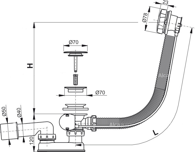 Слив-перелив ALCAPLAST A55KM-100