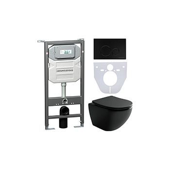 Комплект CERAMICANOVA Envision + Metropol MB с сиденьем с микролифтом, кнопка Round черный матовый