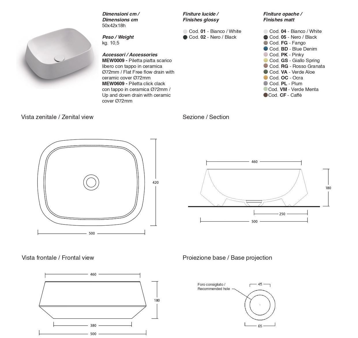 Раковина WHITE CERAMIC Tao 50