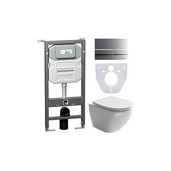 Комплект CERAMICANOVA Envision + Metropol с сиденьем с микролифтом, кнопка Flat хром матовый