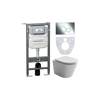 Комплект CERAMICANOVA Envision + Balearica с сиденьем с микролифтом, кнопка Round хром