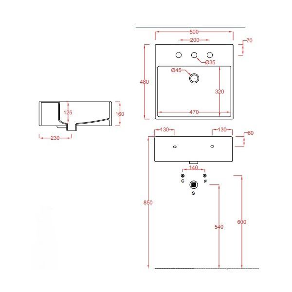 Раковина ARTCERAM Quadro 50
