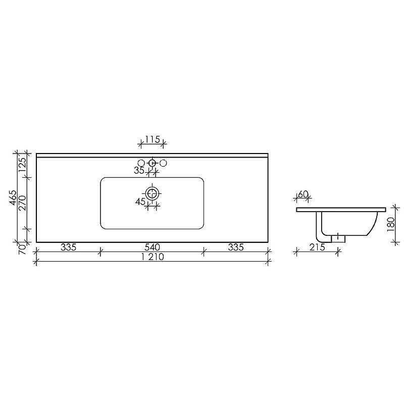 Раковина CERAMICANOVA Element 120 столешница, черный матовый