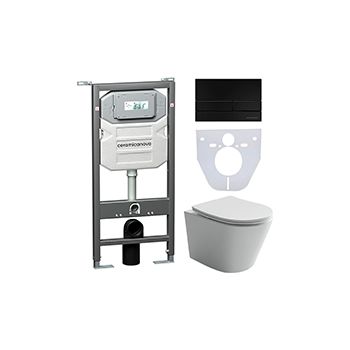 Комплект CERAMICANOVA Envision + Balearica с сиденьем с микролифтом, кнопка Flat черный матовый