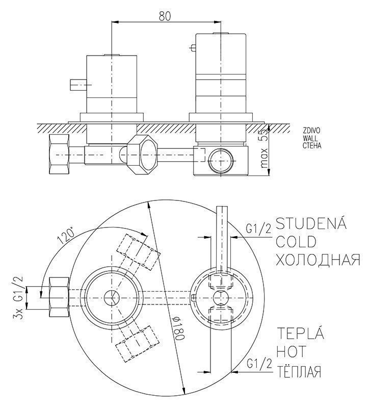 Встраиваемый смеситель RAV SLEZAK Dunaj Termostat DT387