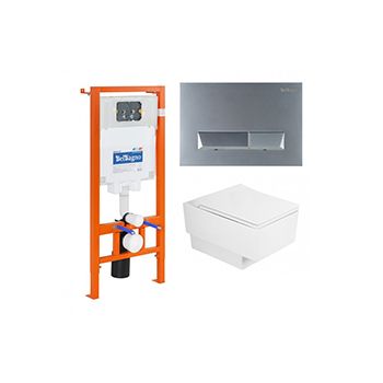 Комплект BELBAGNO BB002-80 + Cadro с сиденьем с микролифтом, кнопка мат хром