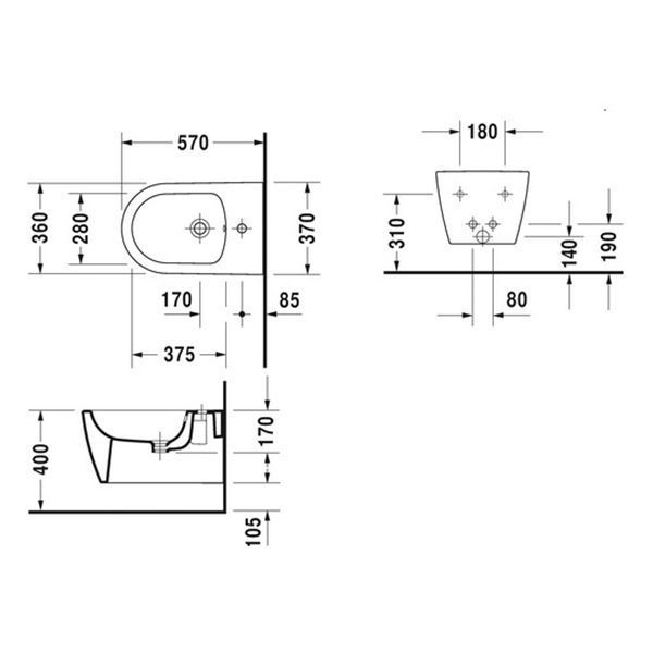 Биде подвесное DURAVIT Me by Starck 2288150000