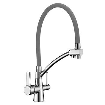 Смеситель для кухни LEMARK Comfort с поворотным изливом LM3071C-Gray хром/серый