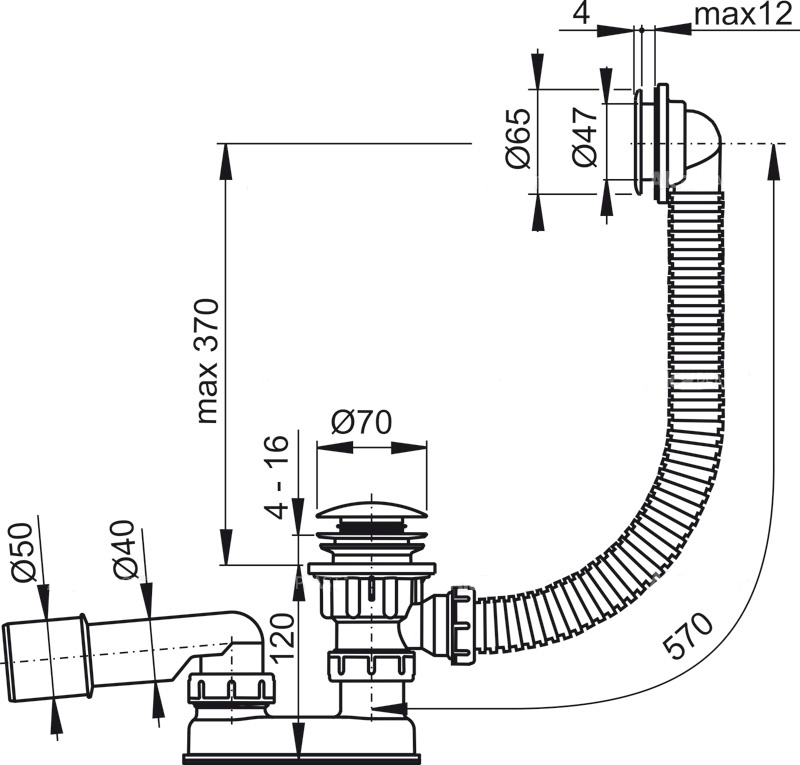 Слив-перелив ALCAPLAST A505KM-100