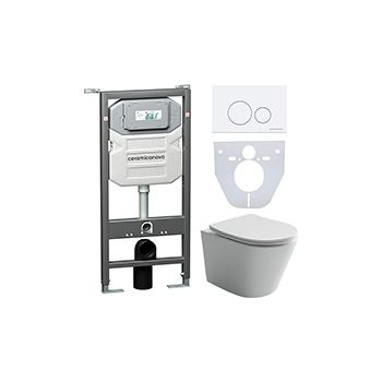Комплект CERAMICANOVA Envision + Balearica с сиденьем с микролифтом, кнопка Round белая
