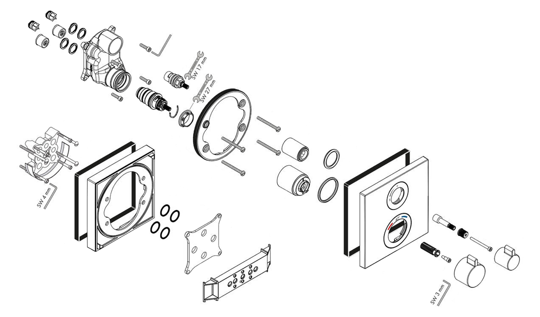 Запорный вентиль HANSGROHE Ecostat Square 15712000