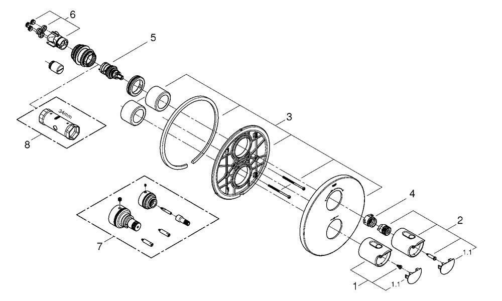 Встраиваемый смеситель GROHE Grohtherm 2000 19355001