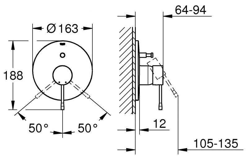 Встраиваемый смеситель GROHE Essence New 19285A01