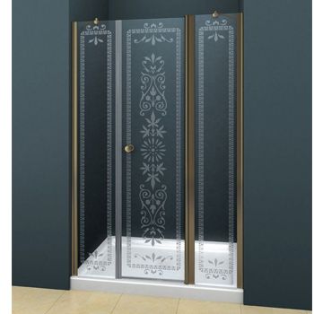 Дверь в нишу CEZARES Royal Palace B-13 30+60/30 120x195 прозрачная с матовым рисунком бронза