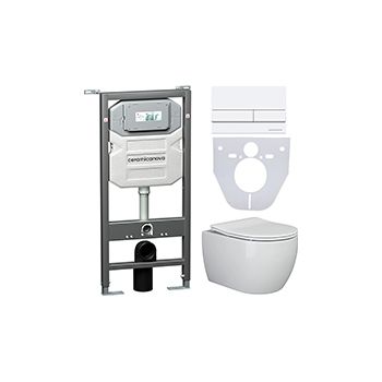 Комплект CERAMICANOVA Envision + Play с сиденьем с микролифтом, кнопка Flat белая