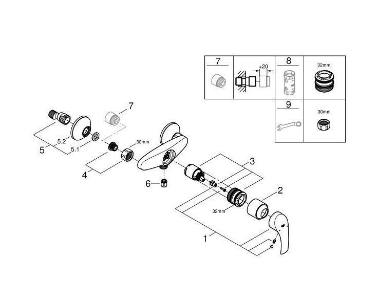 Смеситель для душа GROHE Eurosmart 33555002