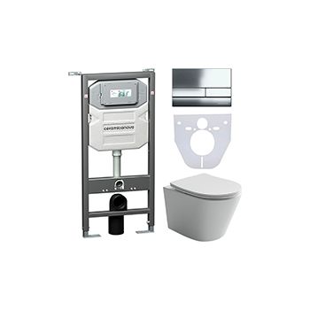 Комплект CERAMICANOVA Envision + Balearica с сиденьем с микролифтом, кнопка Flat хром