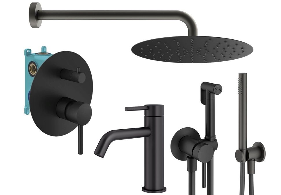 Душевой комплект PLUMBERIA Ixo KITZXO18NO53 черный матовый