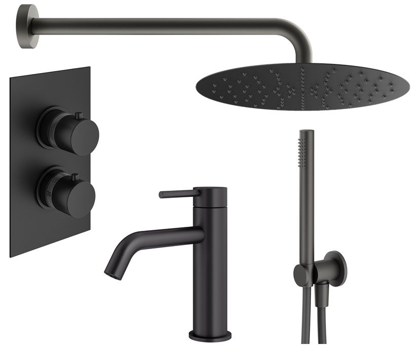 Душевой комплект PLUMBERIA Ixo KITXOT18QNO53 черный матовый